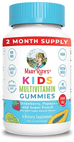 Kids Vitamins by MaryRuth's, Vegan Multivitamin Gummies with Organic Ingredients, Immune Support for Kids with Methylfolate, Sugar Free, Non-GMO, 2 Month Supply (60 Gummies)