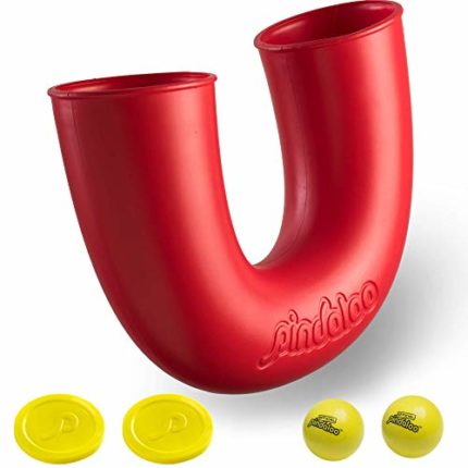 pindaloo Skill Game Toy with 2 balls- Gifts for Kids and adults Indoor & Outdoor Games, Ball Toys for Boy, Teen, & Girls - Gift Ideas for Teens, Fun Stuff Party, Develops Motor & Juggling Skills - Red