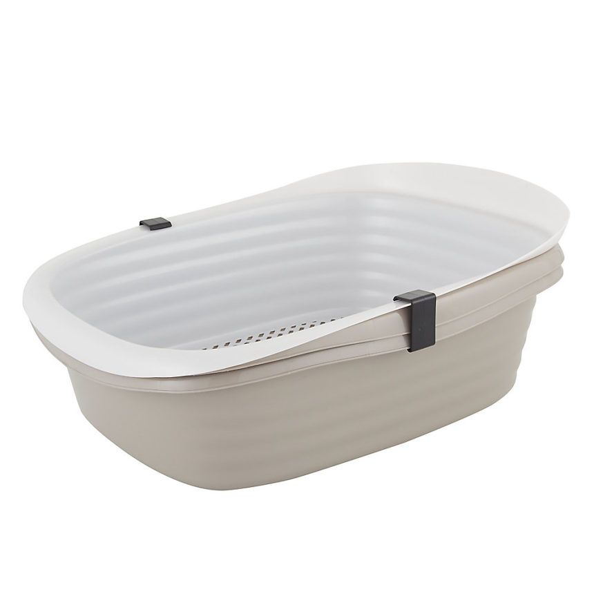 ExquisiCat® Plastic Sifting Litter Pan Tan/White Scout Elhan