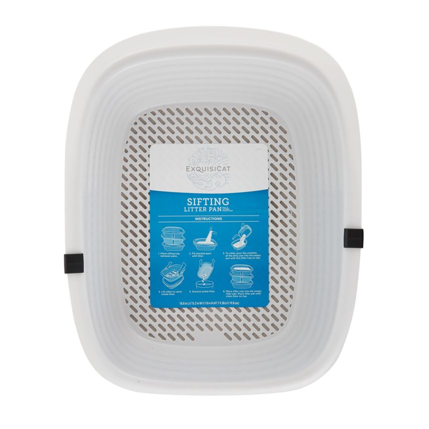 ExquisiCat® Plastic Sifting Litter Pan Tan/White Scout Elhan